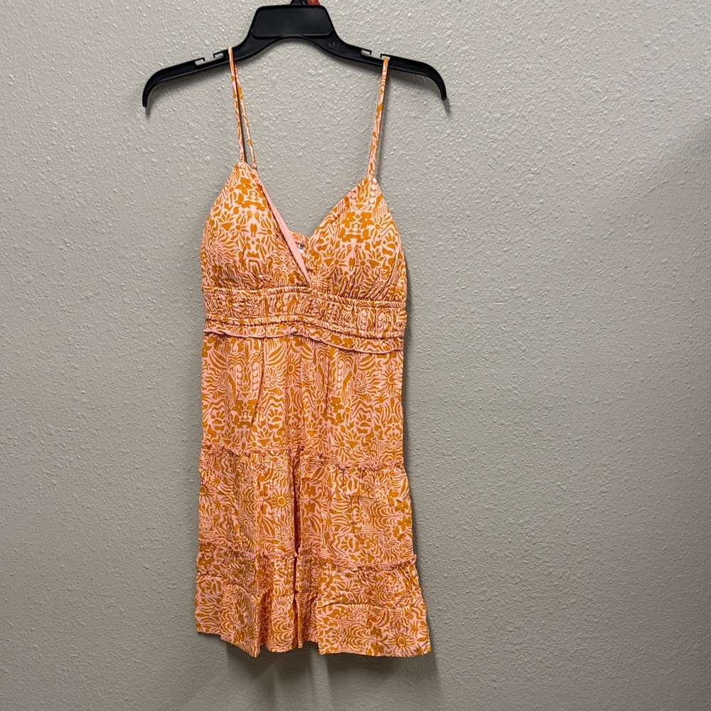 Orange and White Sleeveless Dress